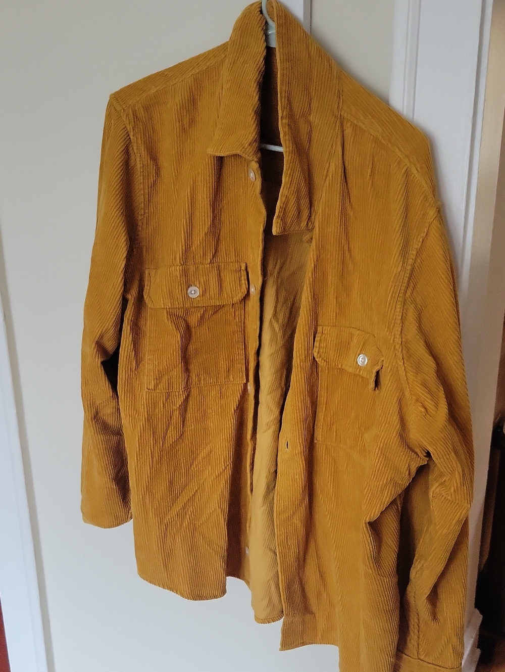 GAP Men's Corduroy Shirt Jacket in Mustard Yellow